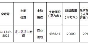 限售10年!12月27日,坪山将出让一宗商业用地